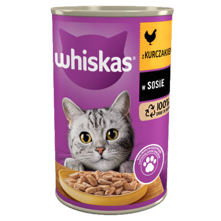 Whiskas Adult Puszka 24x400g Mokra Karma W Sosie Dla Dorosłych Kotów Kurczak Wołowina