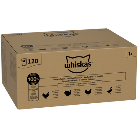 Whiskas Adult 160x85g Mokra Karma Dla Dorosłego Kota Drobiowa Uczta Rybne Przysmaki w Galaretce