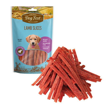 DOG FEST PUPPIES Lamb Slices 90g - Naturalny Miękki Przysmak z Jagnięciny dla Szczeniąt Wszystkich Ras
