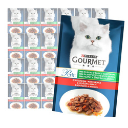 Purina Gourmet Perle z Wołowiną i Marchewką 24x85g Mini Fileciki w Sosie z Warzywami Mokra Karma Dla Kota