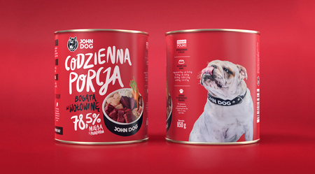 John Dog Codzienna Porcja Wołowina 6x 850g - mokra karma dla psa, 78,5% mięsa