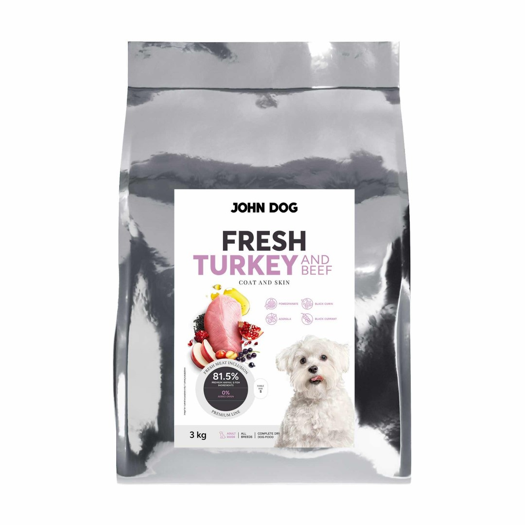 John Dog Fresh 3kg Sucha Karma Dla Psa Z Indykiem I Wołowiną Zdrowa Skóra I Sierść
