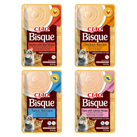 Inaba Cat Ciao Broth Stew Bisque 12x40g Uzupełniająca Karma Dla Kota Bulion Krem Mix Smaków