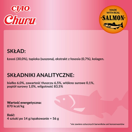 Inaba Cat Churu Salmon Recipe 40x14g Kremowy Przysmak Dla Kota Pasta Mix 3 Smaków