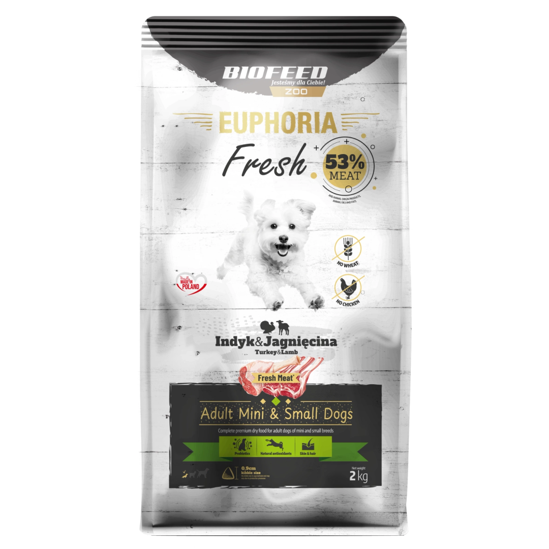 Biofeed Euphoria Fresh Turkey & Lamb Sucha Karma Dla Dorosłych Psów Miniaturowych I Małych Ras Ze Świeżym Indykiem