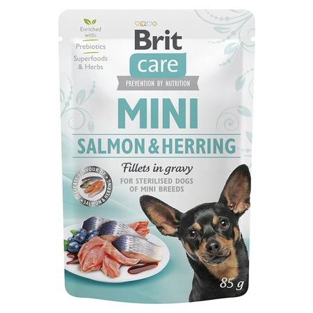 Brit Care Mini Łosoś i Śledź Saszetka 85g Mokra Karma Dla Psów Po Sterylizacji