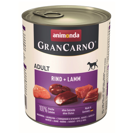 Animonda GranCarno Adult 12x800g Mokra Karma Dla Psa z Wołowiną i Jagnięciną