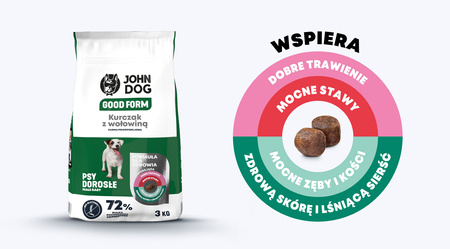 John Dog Good Form ADULT KURCZAK Z WOŁOWINĄ 3 kg Małe Rasy - sucha karma dla psów