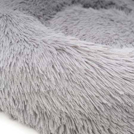 Legowisko Dla Psa I Kota Pluszowe L 70cm Ciepłe Jasnoszare