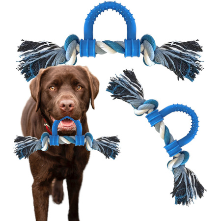 Zabawka Dla Psa Szarpak Sznur z Gryzakiem 25cm Niebiesko-Biały
