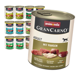 Animonda GranCarno Adult 12x800g Mokra Karma Dla Psa Mix Smaków Królik Łosoś Jeleń Dziczyzna Wołowina Kaczka