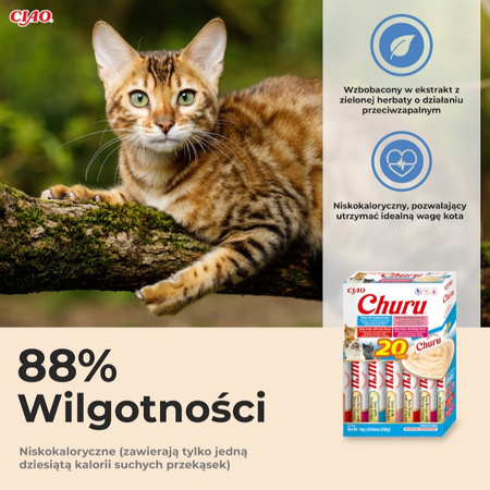 Inaba Cat Churu 20x14g (280g) Kremowy Przysmak Dla Kota Pasta Z Tuńczykiem I Owocami Morza