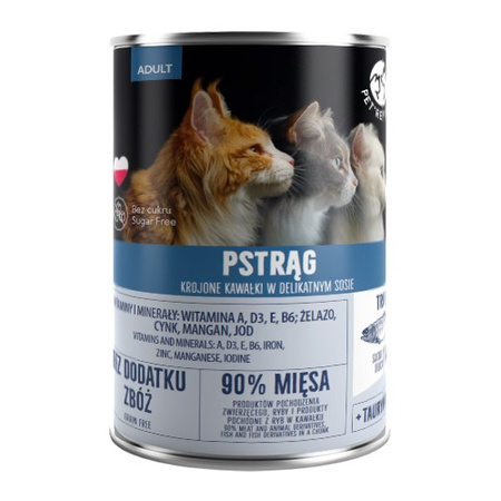 PetRepublic Bezzbożowa Mokra Karma Dla Kota 12x400g Kawałki W Sosie Z Pstrągiem