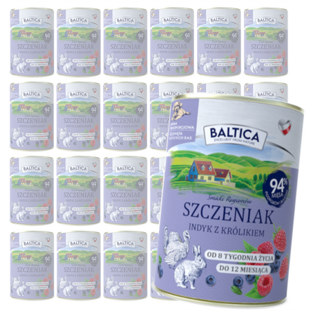 Baltica Indyk z Królikiem 24x400g Bezzbożowa Mokra Karma Dla Szczeniąt