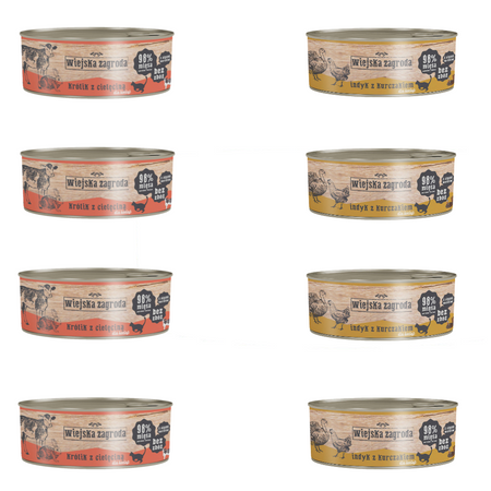 8x85g Wiejska Zagroda Mokra Karma Dla Kociąt Mix Smaków Puszki