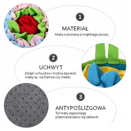 Mata Węchowa Dla Psa Kota i Królika Edukacyjna Zabawka Do Chowania Smaczków 43cm