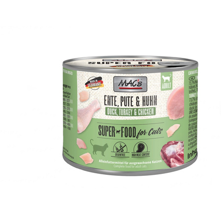 MAC's 6x200g Bezzbożowa Mokra Karma Dla Kota Kaczka Indyk Kurczak