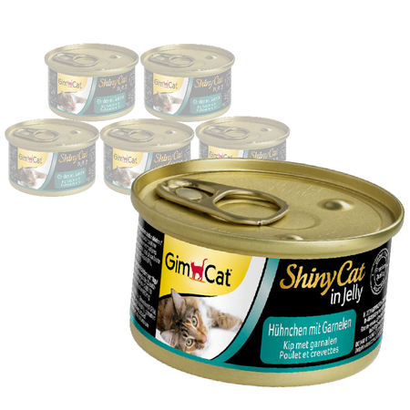 GimCat ShinyCat Mokra Karma Dla Kota Z Kurczakiem I Krewetką W Galaretce 6x70g