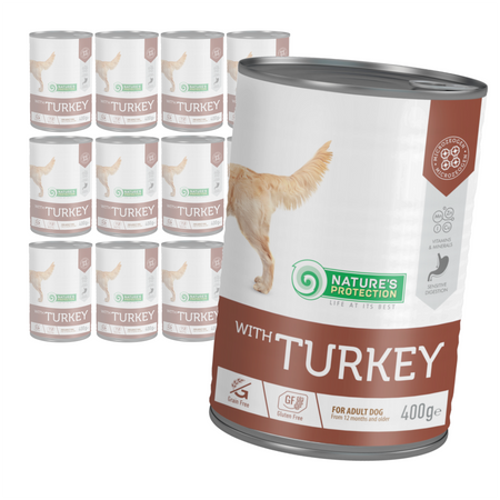 Nature's Protection Adult Dog Sensitive Turkey 12x400g Mokra Karma dla Psa z Wrażliwym Układem Trawiennym Indyk