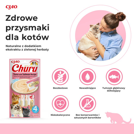 Inaba Cat Churu Tuna With Salmon 4x14g (56g) Kremowy Przysmak Dla Kota Pasta Z Tuńczyka I Łososia