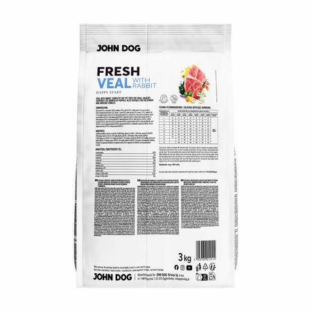 John Dog Fresh Happy Start 3kg Sucha Karma Dla Szczeniąt Z Cielęciną I Królikiem
