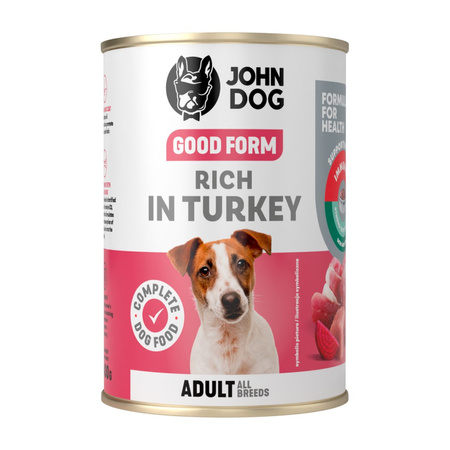 JOHN DOG Good Form Bogata w Indyka 400g Mokra Karma Dla Psów Dorosłych