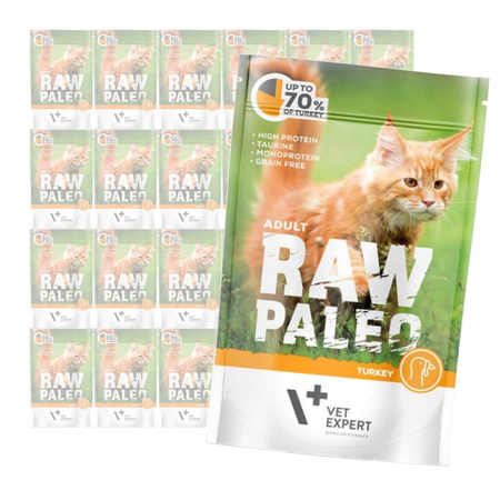 Vet Expert Raw Paleo Adult Turkey 24x100g Saszetka Karma Mokra z Indykiem Dla Kota