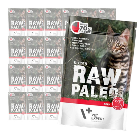 Vet Expert Raw Paleo Kitten Beef 24x100g Saszetka Karma Mokra z Wołowiną Dla Kociąt