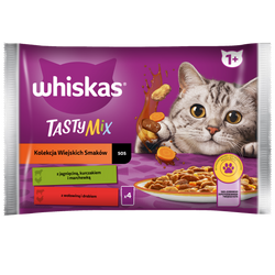POLECANY SKLEP ✰ WHISKAS Adult Saszetka 4 x 85g Kolekcja Wiejskich Smaków Mokra Karma Dla Dorosłego Kota w Sosie Kawałki z Jagnięciną Kurczakiem i Marchewką, Wołowiną i Drobiem ✰ SZYBKA DOSTAWA