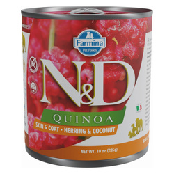 Farmina N&D Dog Quinoa Skin & Coat Herring 285g Mokra Karma Dla Psów Z Wrażliwą Skórą I Alergiami Śledź Z Kokosem