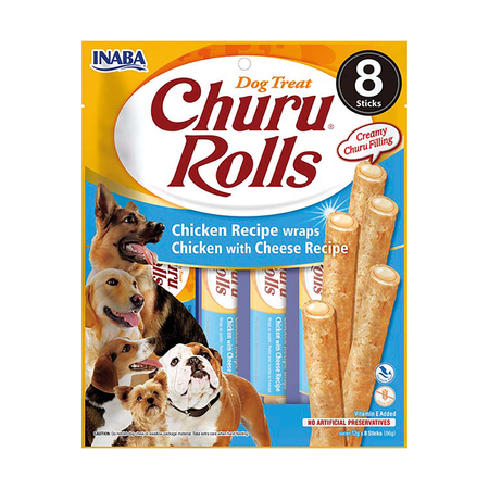 Inaba Dog Churu Rolls Wraps 4x96g Przysmak dla Psa Kurczak z Serem 3+1 Gratis
