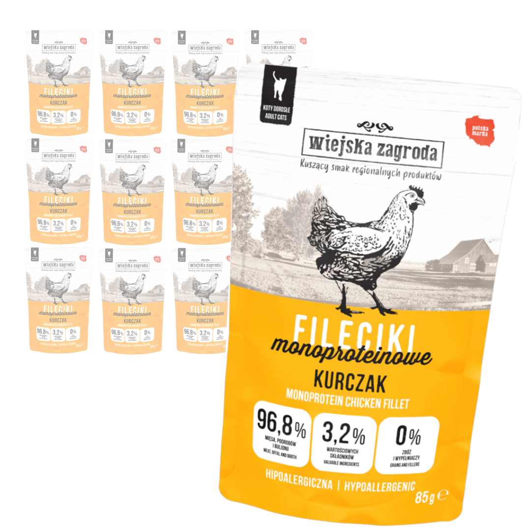 Wiejska Zagroda 12x85g Monoproteinowa Mokra Karma Dla Kota Fileciki Kurczak