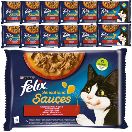 Felix Sensations Sauce Karma Dla Kotów Wiejskie Smaki W Sosie 13x340g (52x85g) Indyk Jagnięcina