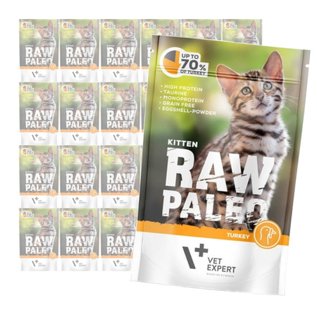 Vet Expert Raw Paleo Kitten Turkey 24x100g Saszetka Karma Mokra z Indykiem Dla Kociąt