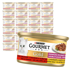 POLECANY SKLEP ✰ Purina Gourmet Gold Karma Dla Kotów Podwójna Przyjemność Wołowina I Kurczak 24x85g ✰ SZYBKA DOSTAWA