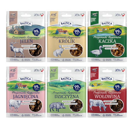 Baltica 6x30g Półmiękki Naturalny Hipoalergiczny Przysmak Treningowy Dla Psa Mix 6 Smaków
