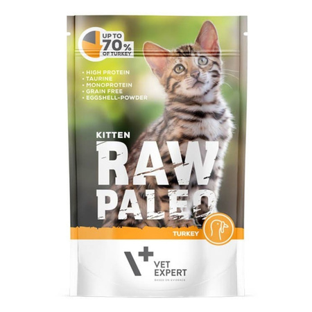 Vet Expert Raw Paleo Kitten Mix Smaków 24x100g Karma Mokra Dla Kociąt z Indykiem Dziczyzną i Wołowiną