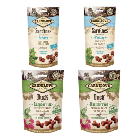 Carnilove 4x50G Przysmak Dla Kota Mix Sardynki I Pietruszka Kaczka i Liście Maliny