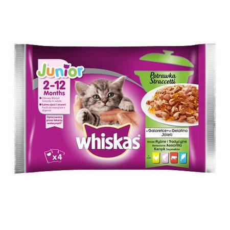 Whiskas Junior TRADYCYJNE i POTRAWKA MIX 8x100g 8x85g Saszetki 1480g
