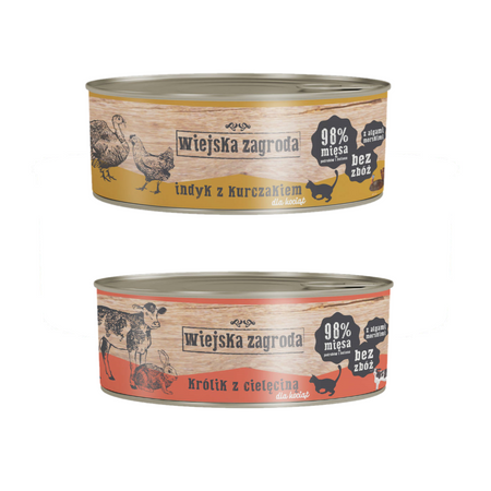 2x85g Wiejska Zagroda Mokra Karma Dla Kociąt Mix Smaków Puszki