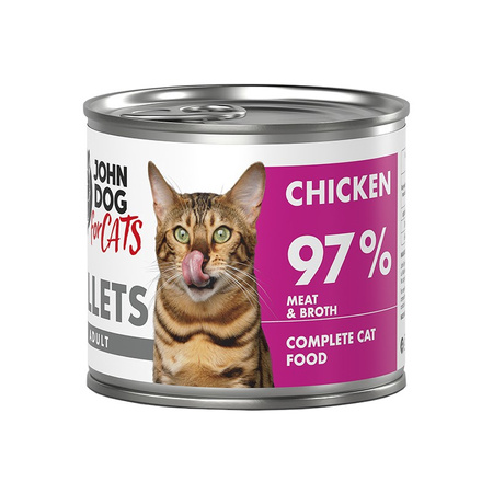 John Dog for Cats Mokra Karma Dla Dorosłych Kotów Filety Z Kurczaka 24x140g