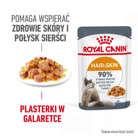 Royal Canin Hair & Skin 6x85g Mokra Karma Dla Kotów Dorosłych w Galaretce Zdrowa Skóra Piękna Sierść