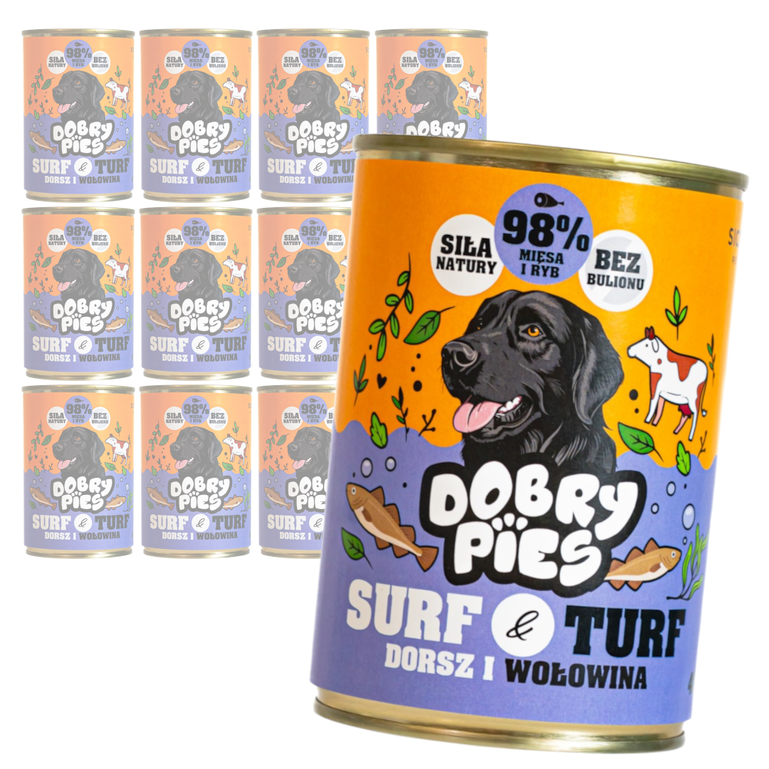 Dobry Pies Surf & Turf Mokra Karma Dla Dorosłych Psów Z Dorszem I Wołowiną