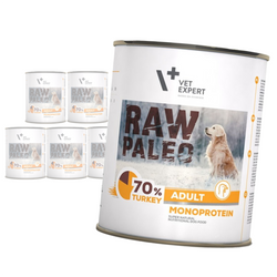 Vet Expert Raw Paleo Adult Monoprotein 6x800g Mokra Karma Dla Psa  z Indykiem