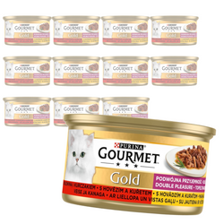 Purina Gourmet Gold Karma Dla Kotów Podwójna Przyjemność Wołowina I Kurczak 12x85g
