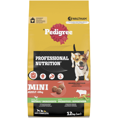 Pedigree Professional Nutrition Adult 12kg Sucha Karma Dla Psów Małych Ras Z Wołowiną I Warzywami