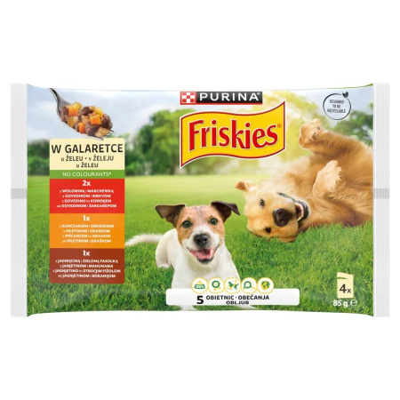 Purina Friskies Mokra Karma Dla Psa Mix Smaków Wołowina Kurczak Jagnięcina W Galaretce 48x85g