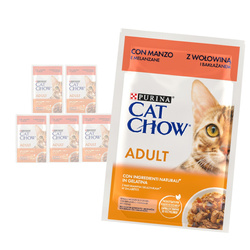 Purina Cat Chow Adult 6x85g Mokra Karma Dla Kota z Wołowiną i Bakłażanem w Galaretce