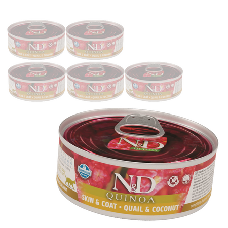Farmina N&D Cat Quinoa Skin & Coat Quail & Coconut 6x80g Mokra Karma Dla Kota Przepiórka Z Kokosem Na Skórę I Sierść