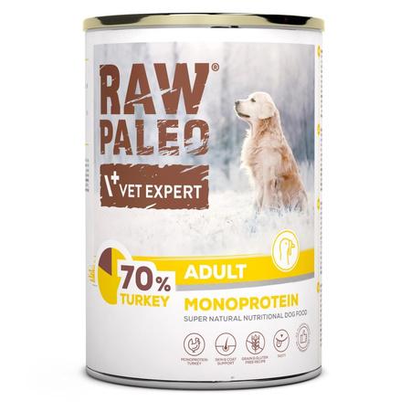 Vet Expert Raw Paleo Adult Monoprotein 400g Mokra Karma Dla Psa z Indykiem